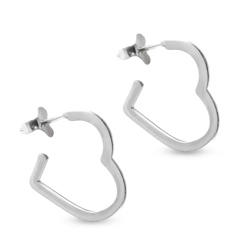 Pendientes de Aro con forma de Corazón en Plata de Ley 925m macizos 2