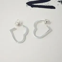 Pendientes de Aro con forma de Corazón en Plata de Ley 925m macizos 2