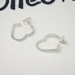 Pendientes de Aro con forma de Corazón en Plata de Ley 925m macizos 2