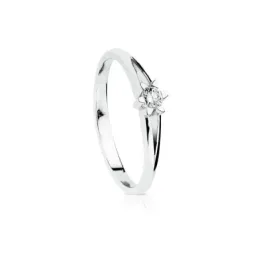 Solitario oro blanco 18k mujer diamante brillante centro 0.150ct.