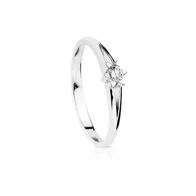 Solitario oro blanco 18k mujer diamante brillante centro 0.150ct.