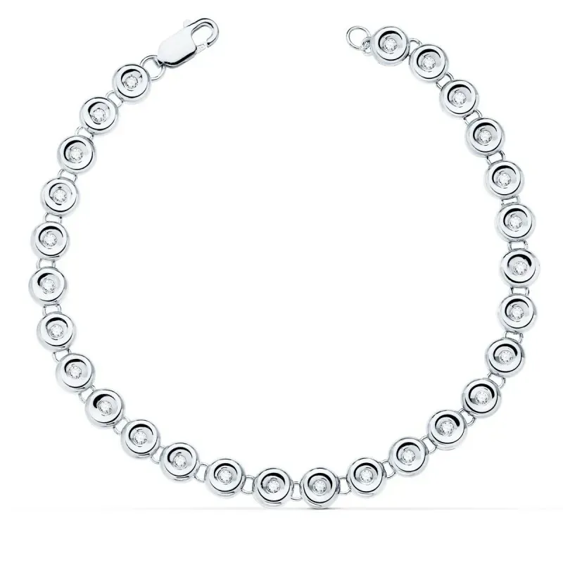 Pulsera oro blanco 18k mujer 19 cm. riviere 31 diamantes 0.014ct. cha