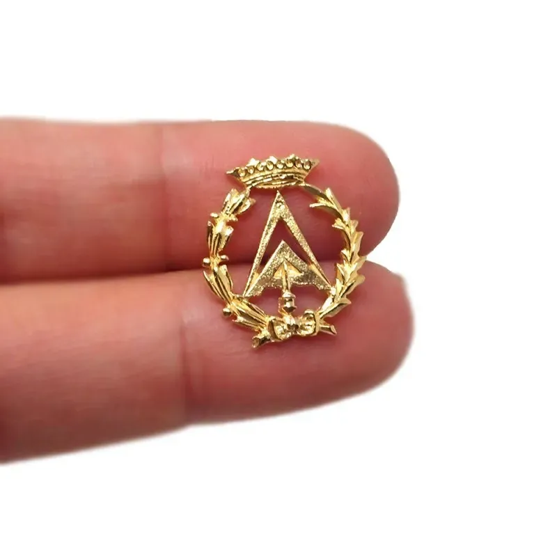 Insignia profesional Aparejador oro 18k escudo 19 mm.. Elija cierre:
