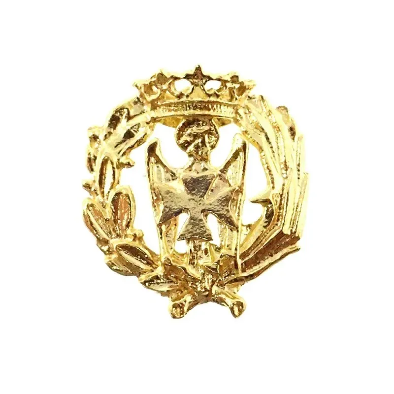 Insignia profesional Enfermería oro 18k escudo 16 mm.. Elija cierre: