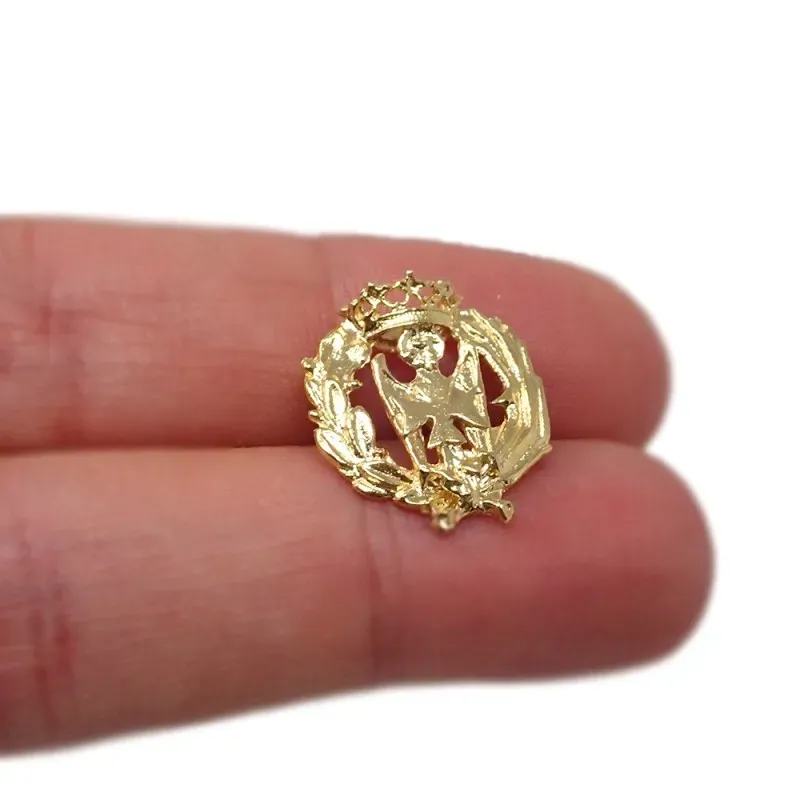 Insignia profesional Enfermería oro 18k escudo 16 mm.. Elija cierre: