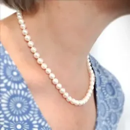 Gargantilla collar 46 cm. perlas cultivadas 7 mm. cierre oro 18k muje