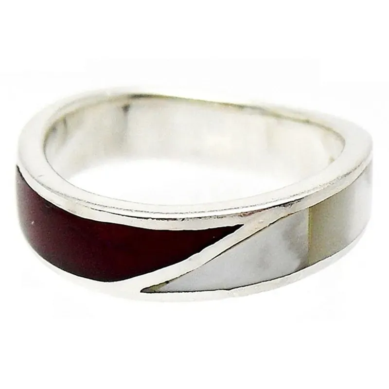 Sortija plata Ley 925m talla 20 serpenteante rojo blanco [832]