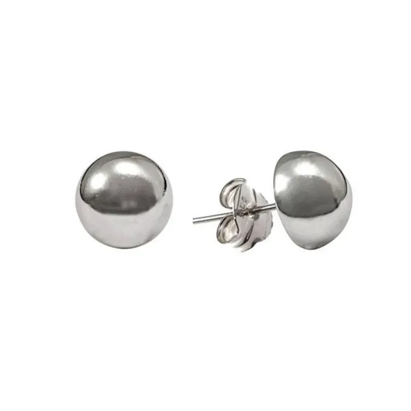 Pendientes plata Ley 925m media bola 12 mm. [AB5515]