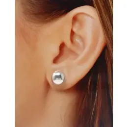 Pendientes plata Ley 925m media bola 12 mm. [AB5515]
