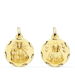 Escapulario Virgen del Carmen Corazón de Jesús medalla oro 18k unisex