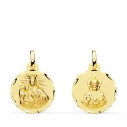 Escapulario Virgen del Carmen Corazón de Jesús medalla oro 18k unisex