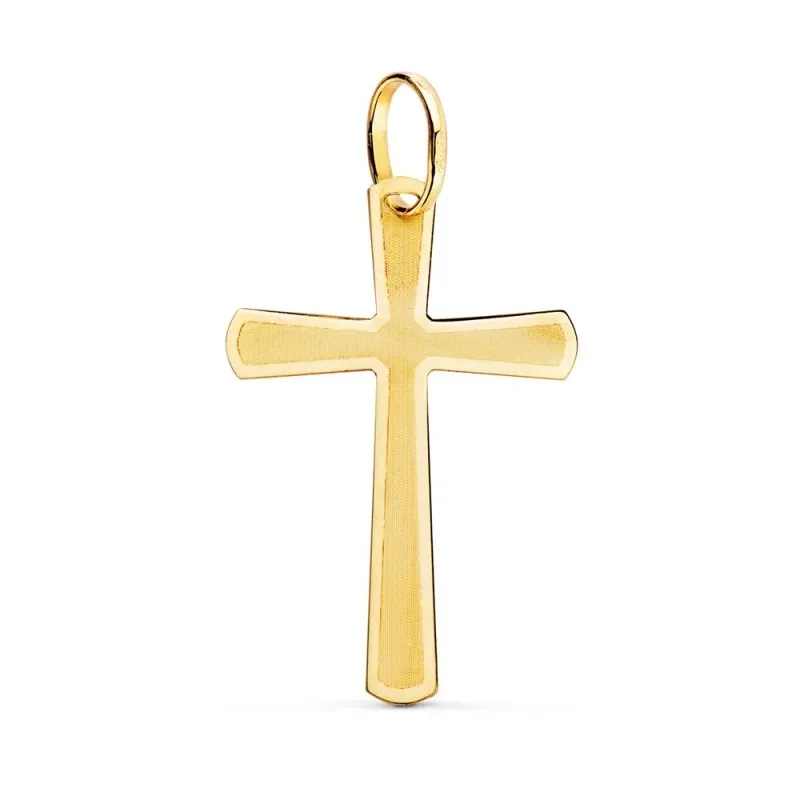Cruz Cristo colgante oro 18k unisex combinada mate brillo