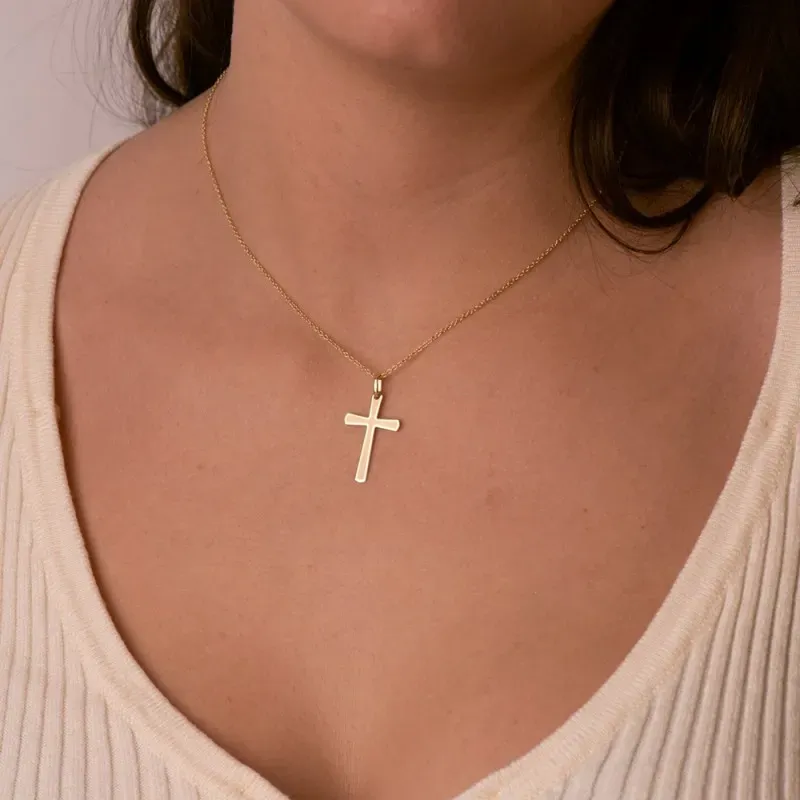 Cruz Cristo colgante oro 18k unisex combinada mate brillo
