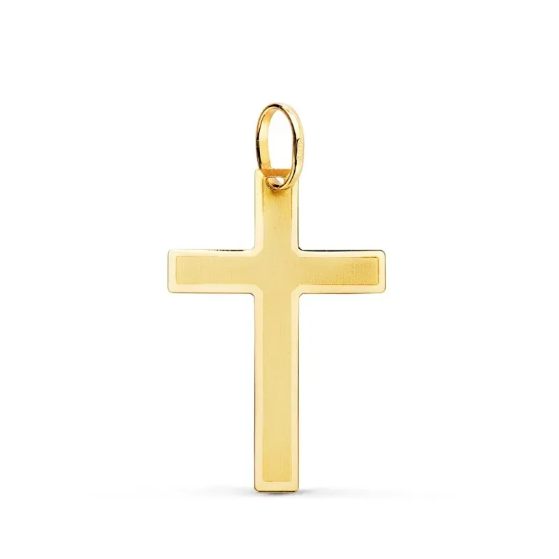 Cruz Cristo colgante oro 18k unisex plana mate brillo