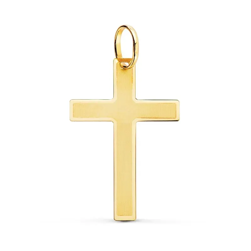 Cruz Cristo colgante oro 18k unisex plana láser