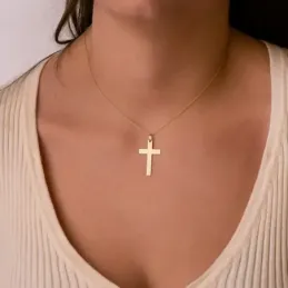 Cruz Cristo colgante oro 18k unisex plana láser
