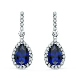 Pendientes largos oro blanco 18k mujer 33 mm. circonitas combinadas p