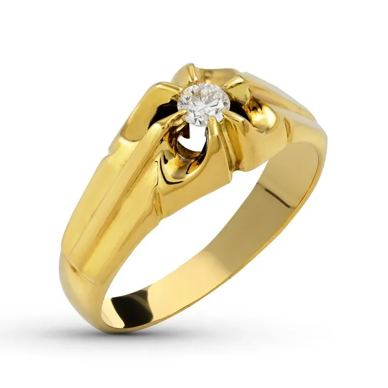 Solitario oro 18k mujer diamante brillante centro 0.20ct. garras deta