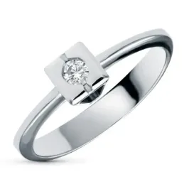 Sortija oro blanco 18k mujer diamante brillante 0.10ct. centro combin