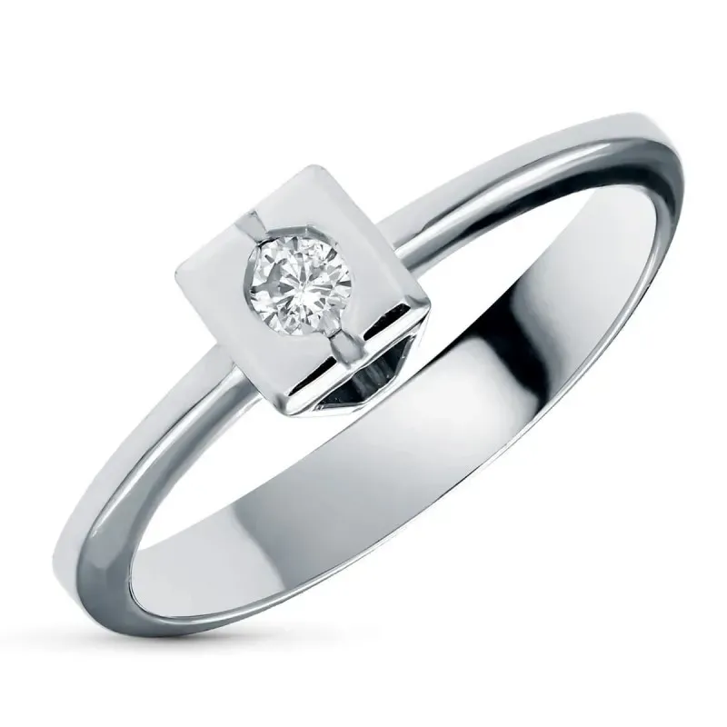 Sortija oro blanco 18k mujer diamante brillante 0.10ct. centro combin
