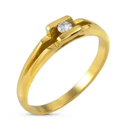 Solitario oro 18k mujer diamante 0.10ct. centro detalle hueco cabeza