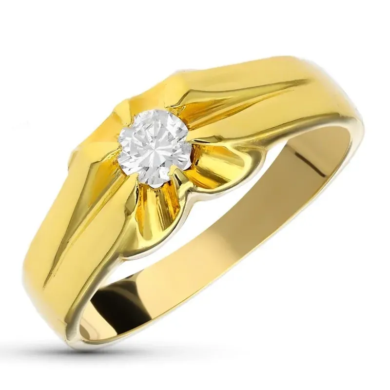 Solitario oro 18k mujer diamante centro 0.20ct. garras detalles talla