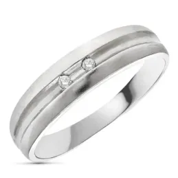 Sortija oro blanco 18k mujer diamante centro 0.05ct. detalle banda ce