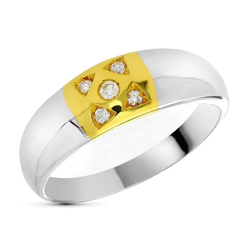 Sortija oro bicolor 18k mujer 5 diamantes 0.025ct. talla brillante li