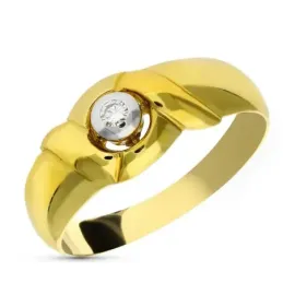 Sortija oro bicolor 18k mujer diamante 0.05ct. centro lisa combinada