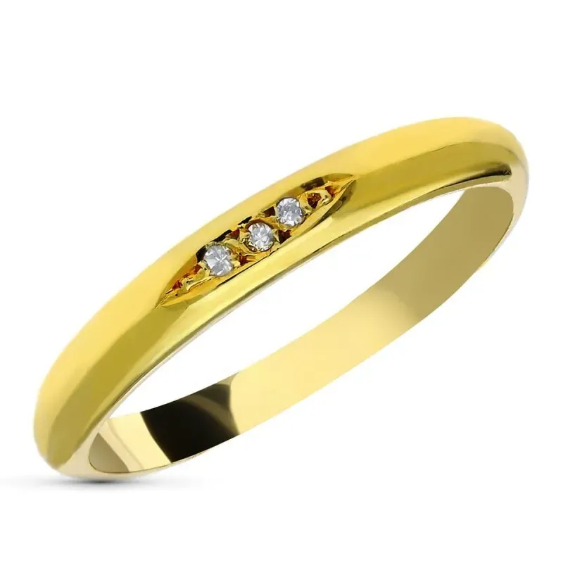 Alianza oro 18k unisex 3 diamantes talla brillante 0.02ct. centro com