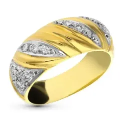 Sortija oro bicolor 18k mujer diamantes talla brillante 0.24ct. centr