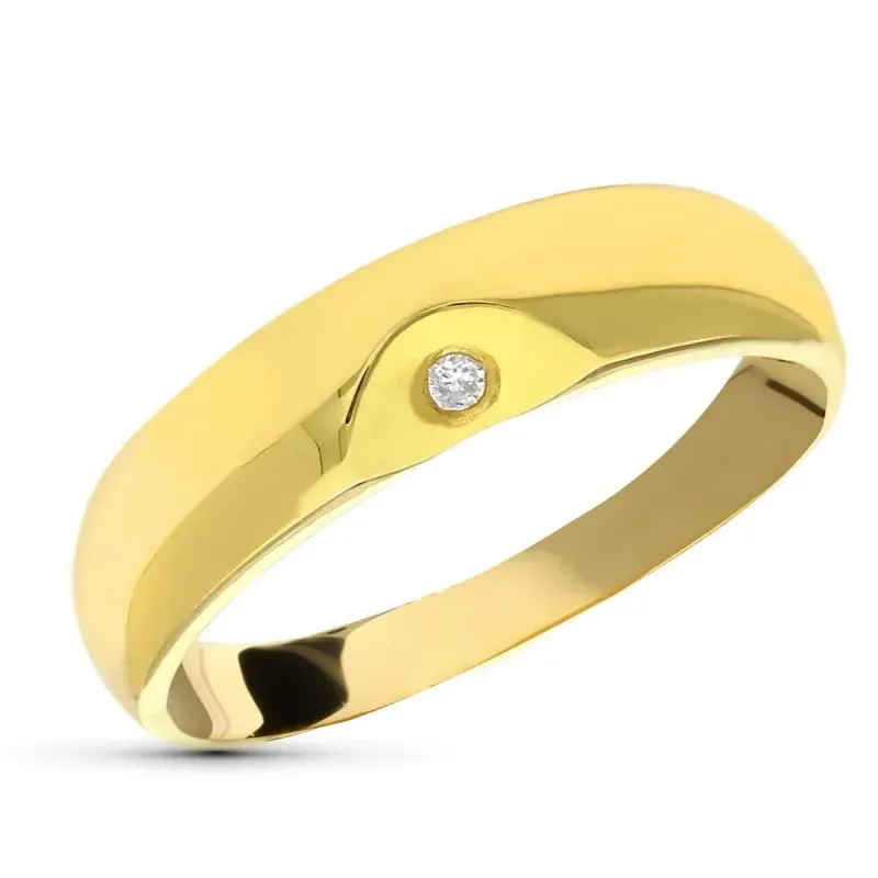 Sortija oro 18k mujer diamante centro 0.015ct. combinada lisa