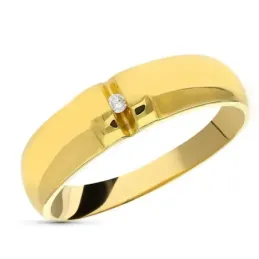Sortija oro 18k mujer diamante centro 0.05ct. lisa combinada detalle