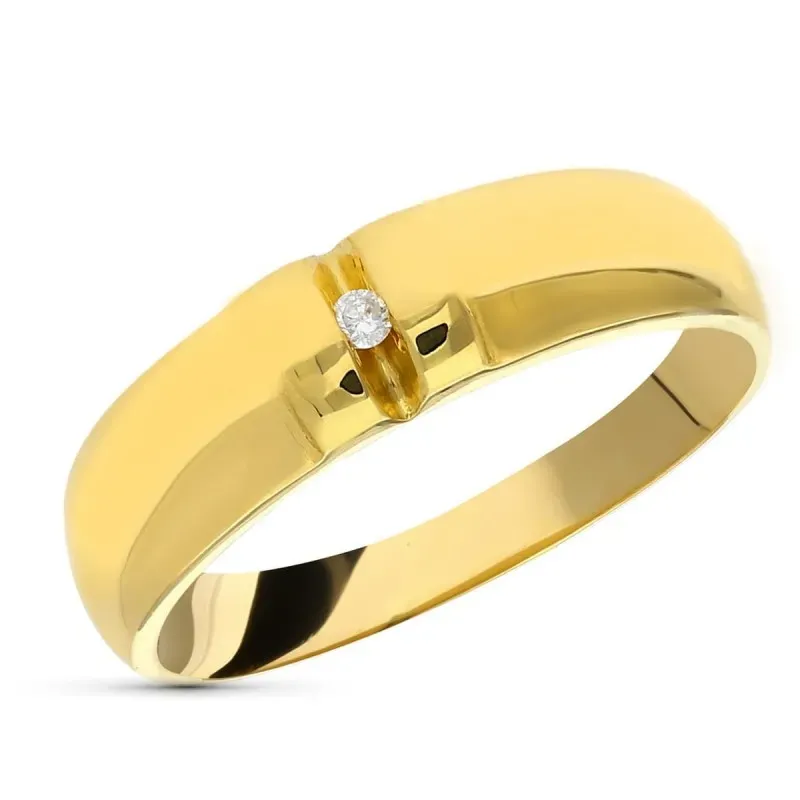 Sortija oro 18k mujer diamante centro 0.05ct. lisa combinada detalle