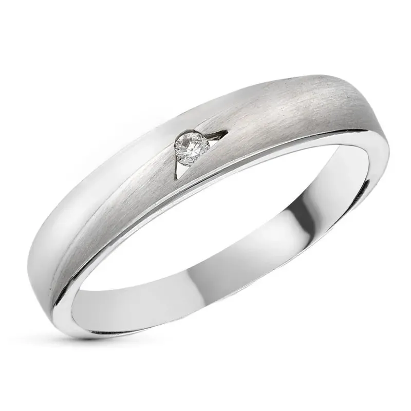 Sortija oro blanco 18k mujer diamante 0.05ct. centro combinado lisa