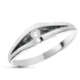 Solitario oro blanco 18k mujer diamante talla brillante 0.10ct. centr