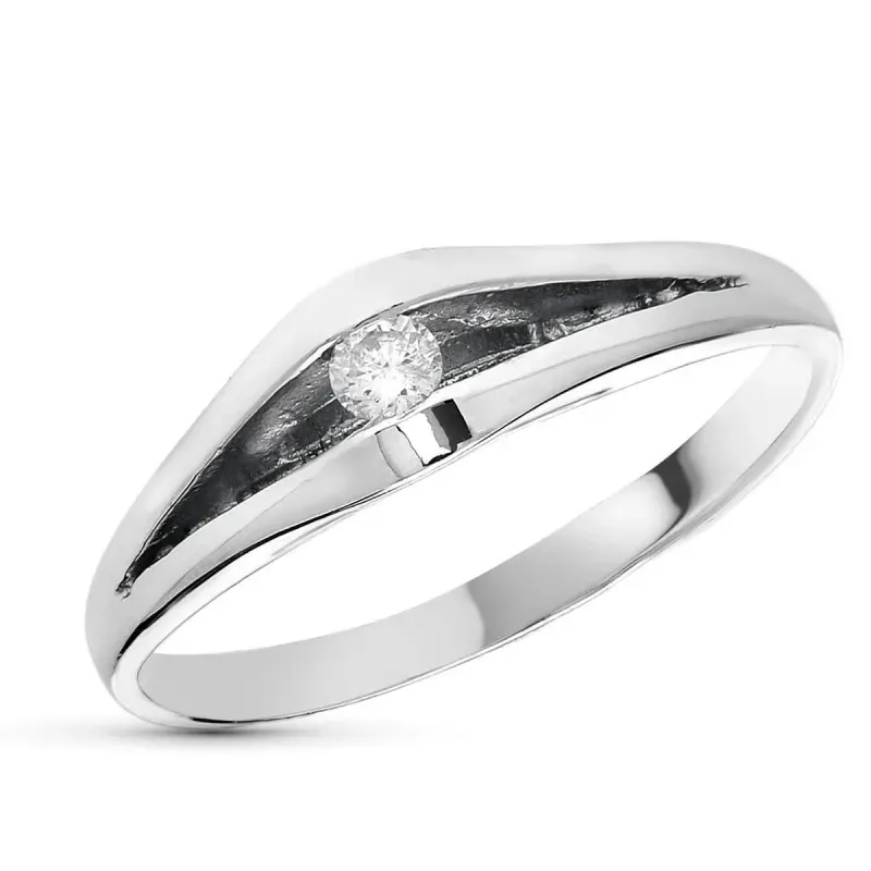 Solitario oro blanco 18k mujer diamante talla brillante 0.10ct. centr