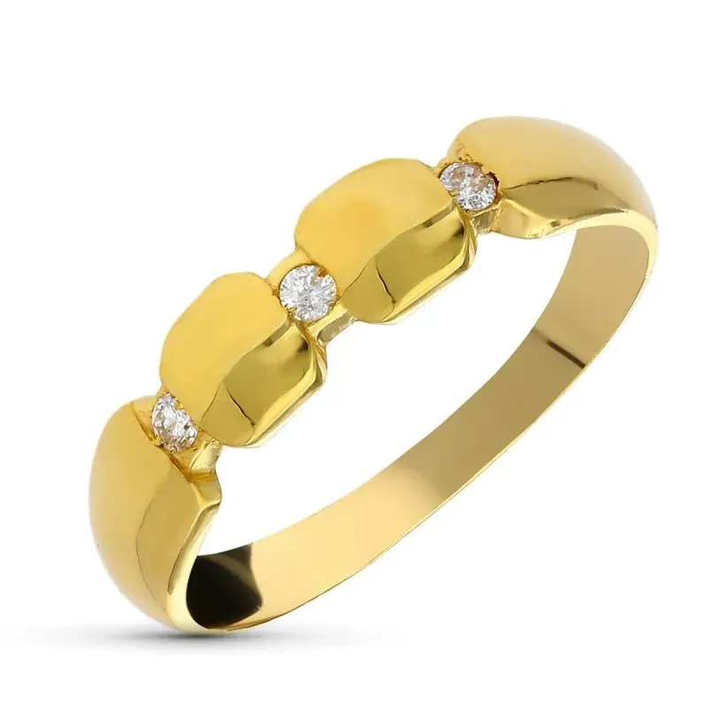 Sortija oro 18k mujer tres diamantes talla brillante 0.02ct. combinad