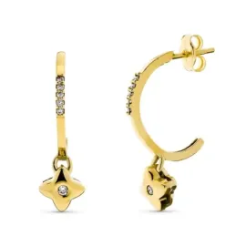 Pendientes oro 18k mujer 23 mm. aros abiertos 12 diamantes 0.014ct. c