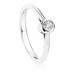 Solitario oro blanco 18k mujer diamante brillante 0.10ct. centro chat