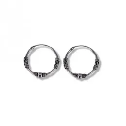Aros Bali Pendientes Plata Ley 925m mujer 18 mm. oxidados grosor 1.2