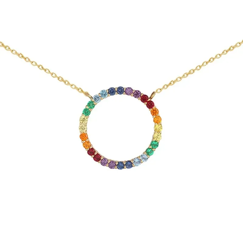 Gargantilla oro 18k colección Rainbow 44cm. colgante topacios diferen