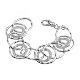 Pulsera plata ley 925m círculos lisos calados [8103]