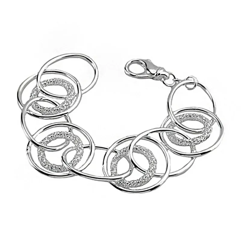 Pulsera plata ley 925m círculos lisos calados [8103]