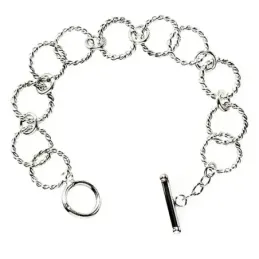 Pulsera plata Ley aros torcidos [859]