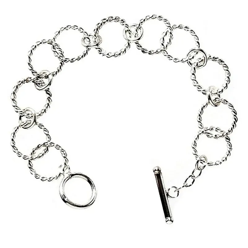 Pulsera plata Ley aros torcidos [859]