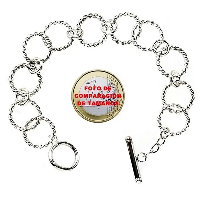 Pulsera plata Ley aros torcidos [859]