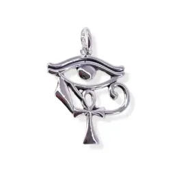 Ojo Horus Cruz de la Vida colgante plata Ley 925m unisex 25 mm. liso