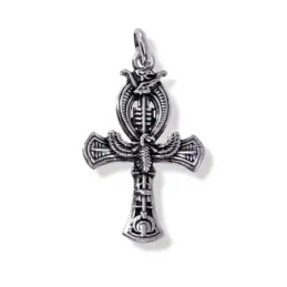 Cruz de la Vida Egipcia colgante plata Ley 925m amuleto 27 mm. oxidad