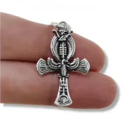 Cruz de la Vida Egipcia colgante plata Ley 925m amuleto 27 mm. oxidad